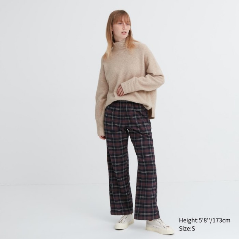 Uniqlo Flannel Checked レディース パンツ ブラウン | 6919645