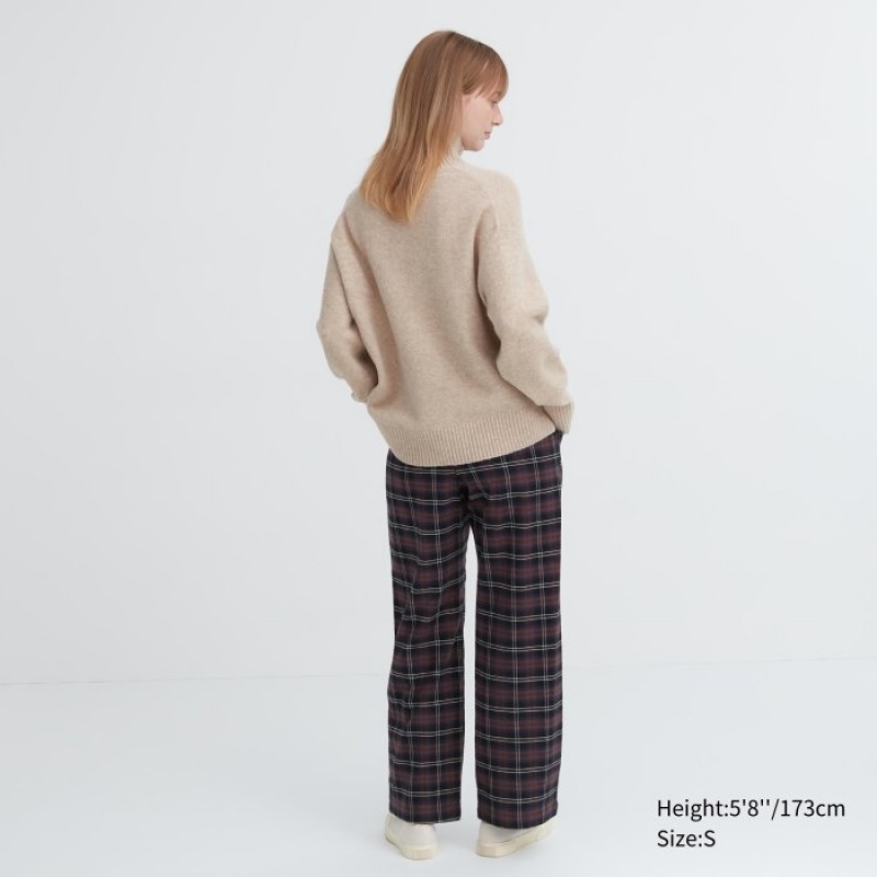 Uniqlo Flannel Checked レディース パンツ ブラウン | 6919645