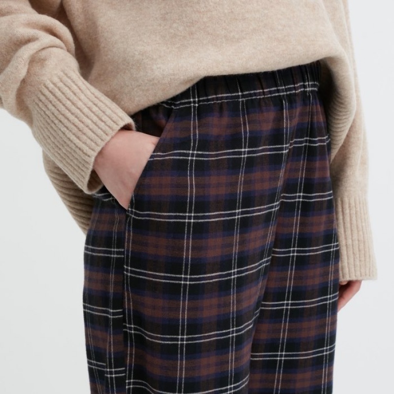 Uniqlo Flannel Checked レディース パンツ ブラウン | 6919645