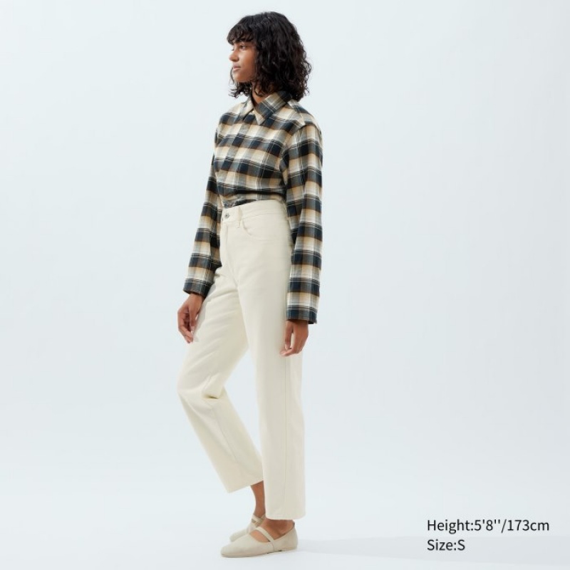Uniqlo Flannel Long-Sleeve レディース シャツ ベージュ | 3143828