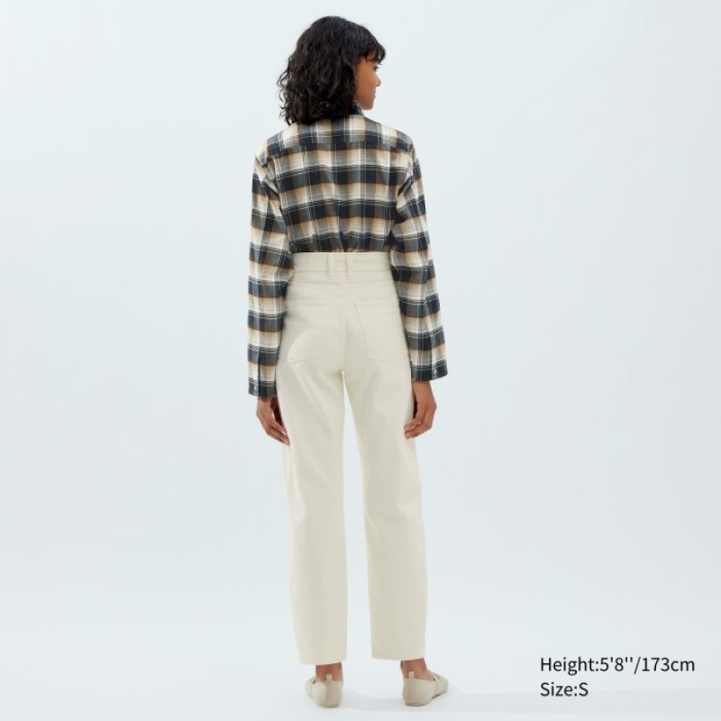 Uniqlo Flannel Long-Sleeve レディース シャツ ベージュ | 3143828