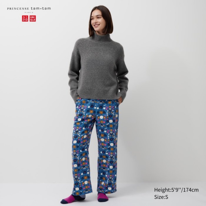 Uniqlo Flannel Lounge レディース パンツ 青 | 5561327