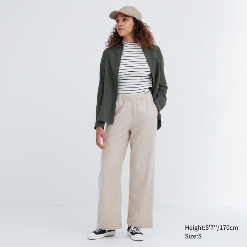 Uniqlo Flannel Lounge レディース パンツ ベージュ | 6968163