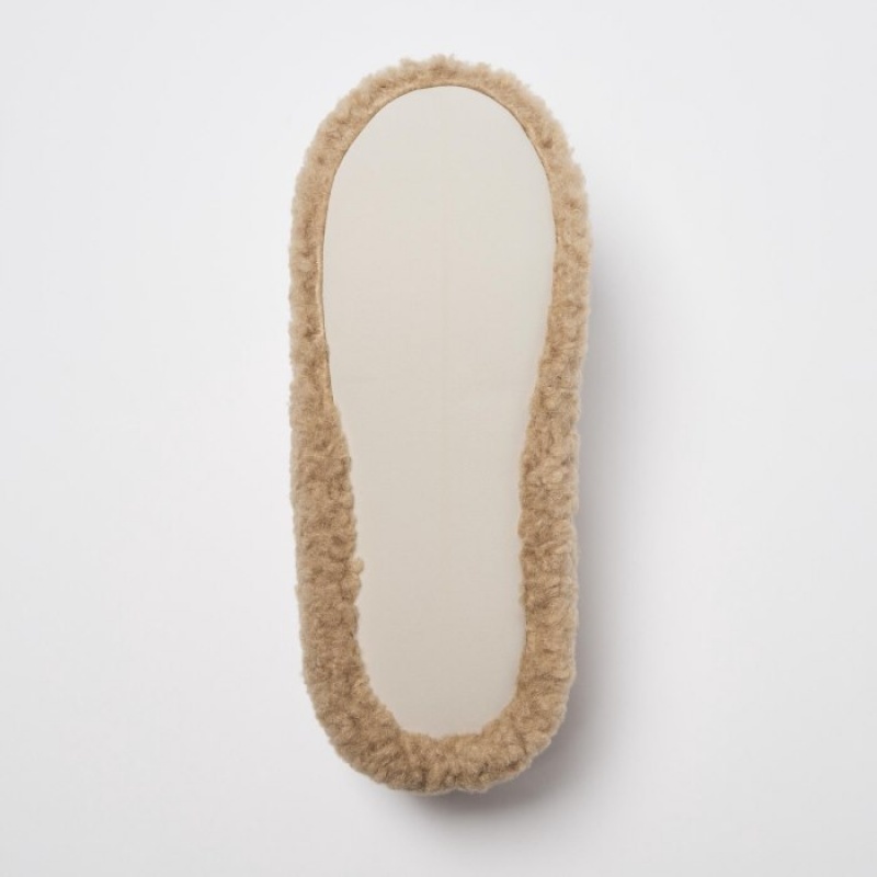 Uniqlo Fleece Room Shoes Faux Shearling Fleece レディース スリッパ ベージュ | 8654139