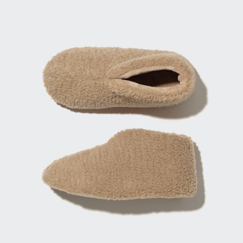 Uniqlo Fleece Room Shoes Faux Shearling Fleece レディース スリッパ ベージュ | 8654139