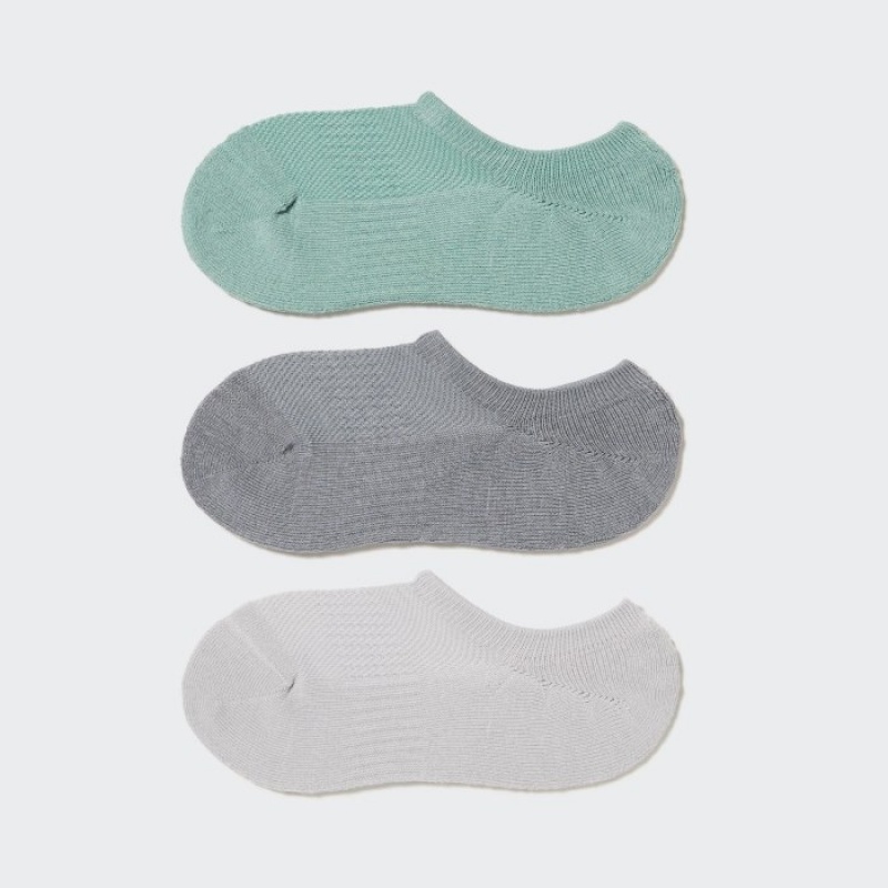 Uniqlo Footsies 3 Pack Sports レディース ソックス 緑 | 1763432