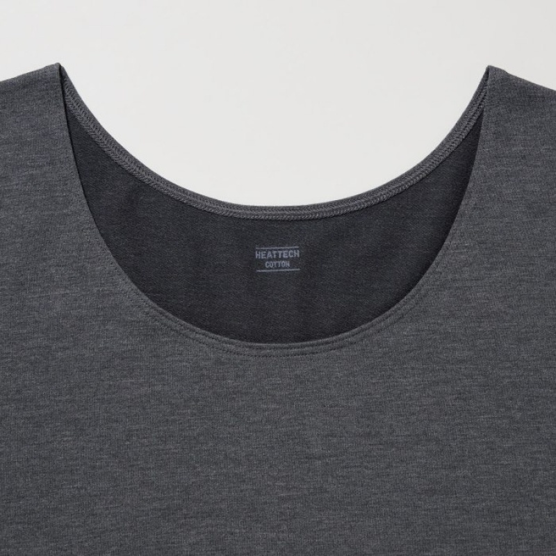 Uniqlo HEATTECH Cotton Scoop Neck Long-Sleeve レディース Tシャツ グレー | 560043