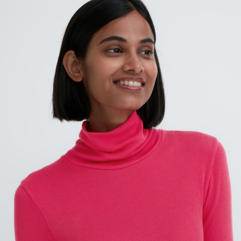 Uniqlo HEATTECH Extra Warm Seamless Ribbed Turtleneck Long-Sleeve レディース Tシャツ 白 | 809130