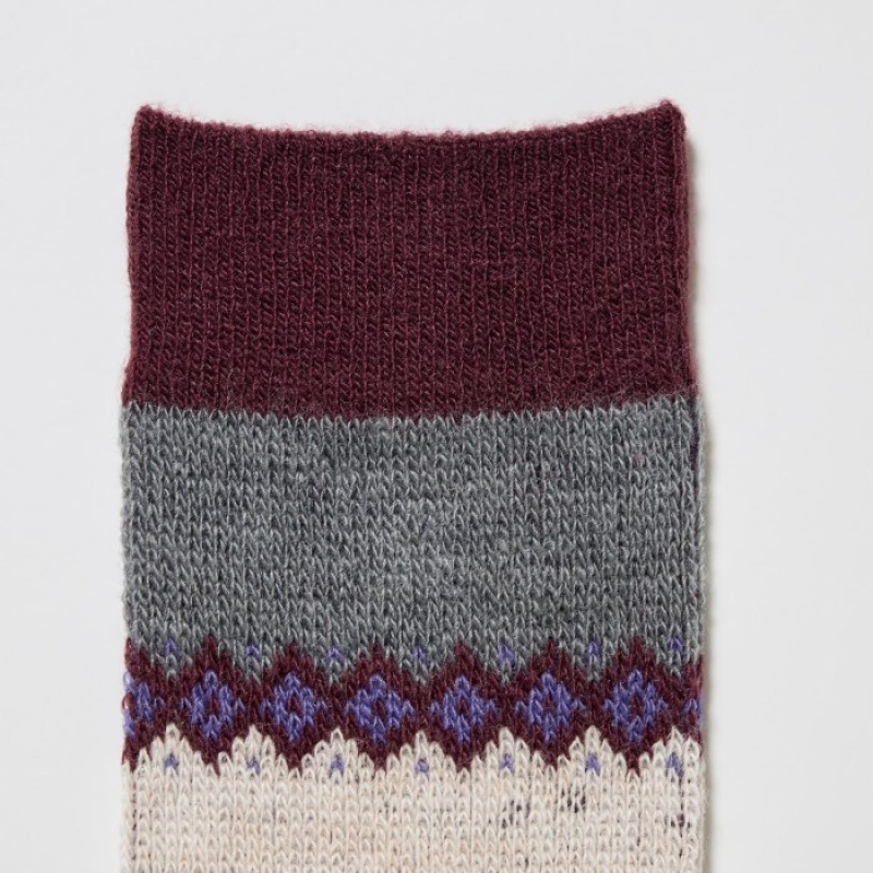 Uniqlo HEATTECH Fair Isle レディース ソックス 紫 | 1239563