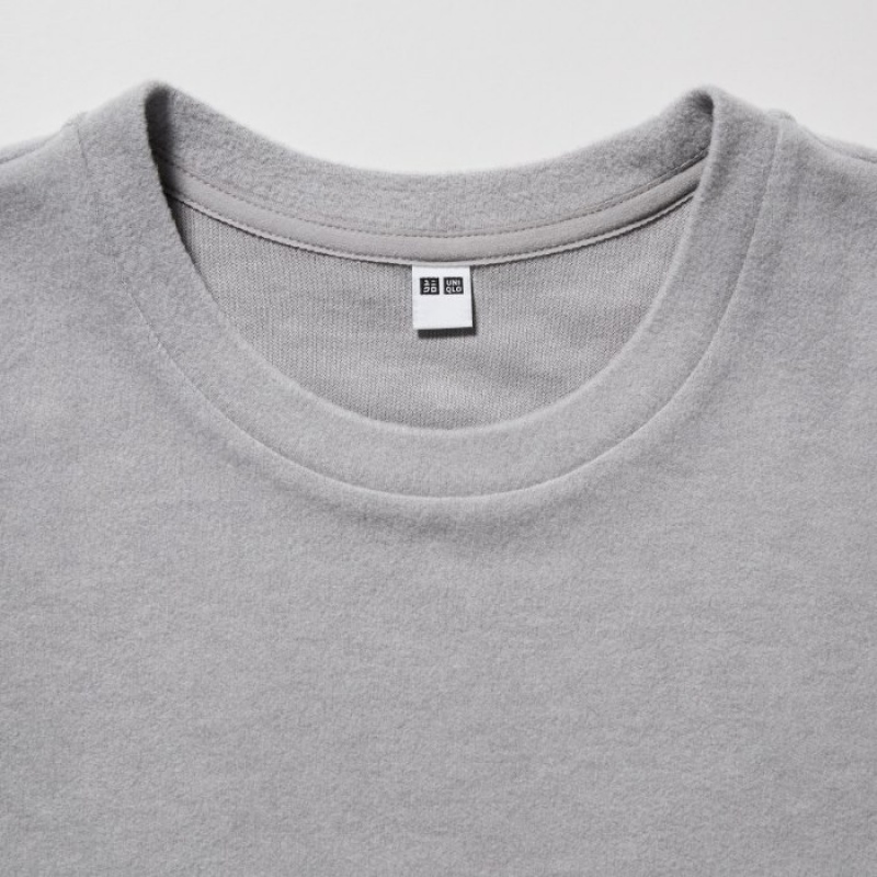 Uniqlo HEATTECH Fleece Crew Neck Long-Sleeve レディース Tシャツ グレー | 1506234