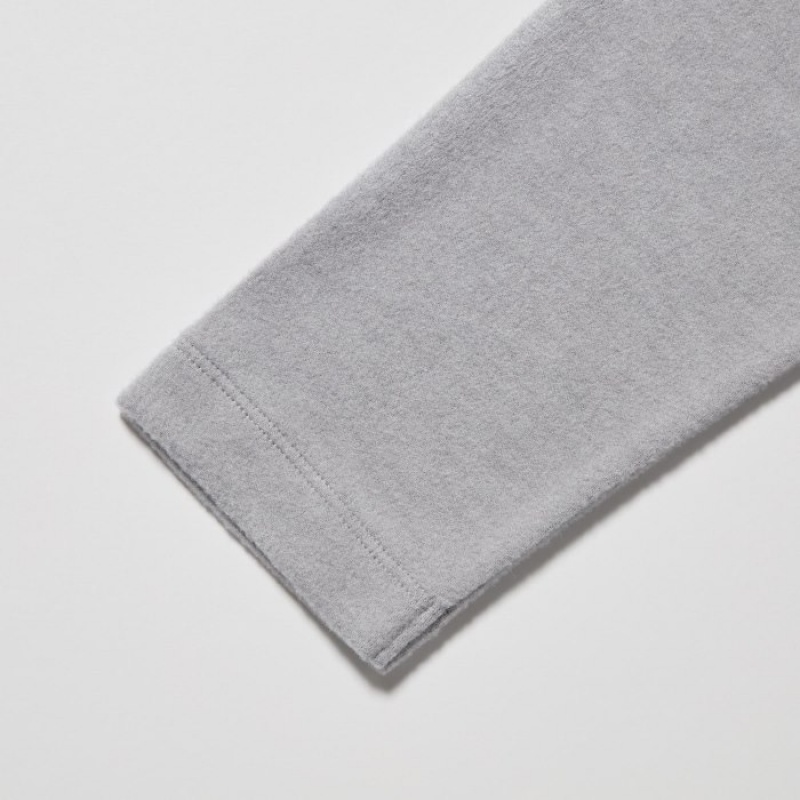 Uniqlo HEATTECH Fleece Crew Neck Long-Sleeve レディース Tシャツ グレー | 1506234