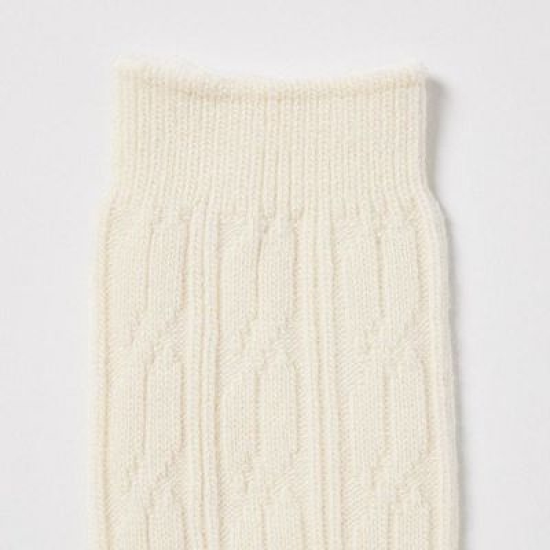 Uniqlo HEATTECH Knee High レディース ソックス 白 | 666773
