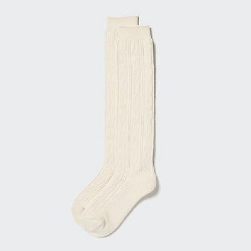 Uniqlo HEATTECH Knee High レディース ソックス 白 | 666773
