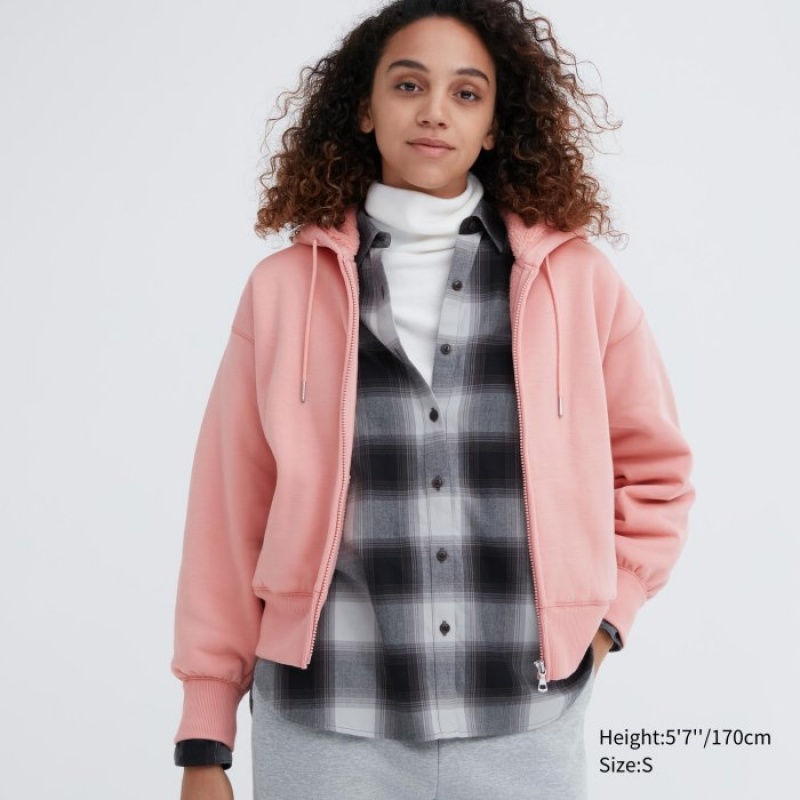 Uniqlo HEATTECH Pile-Lined Sweat Full-Zip レディース パーカー ピンク | 2833487