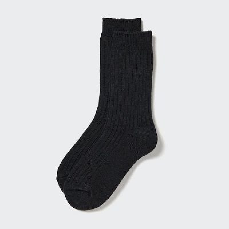 Uniqlo HEATTECH Ribbed レディース ソックス 黒 | 2477175