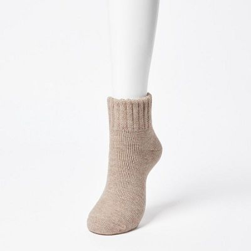 Uniqlo HEATTECH (Room Pile) レディース ソックス ベージュ | 5988235