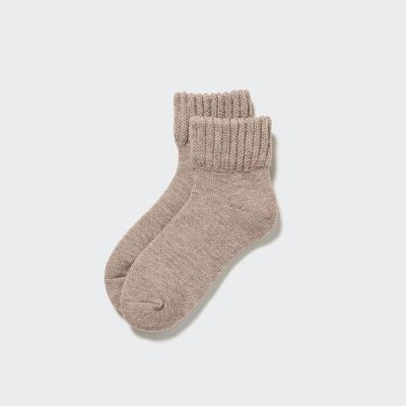 Uniqlo HEATTECH (Room Pile) レディース ソックス ベージュ | 5988235