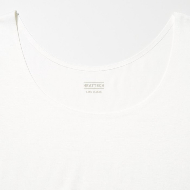 Uniqlo HEATTECH Scoop Neck Long-Sleeve レディース Tシャツ 白 | 3737900