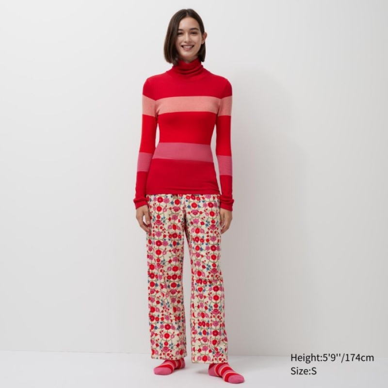 Uniqlo HEATTECH Seamless Ribbed Extra Warm レディース Tシャツ 赤 | 198545