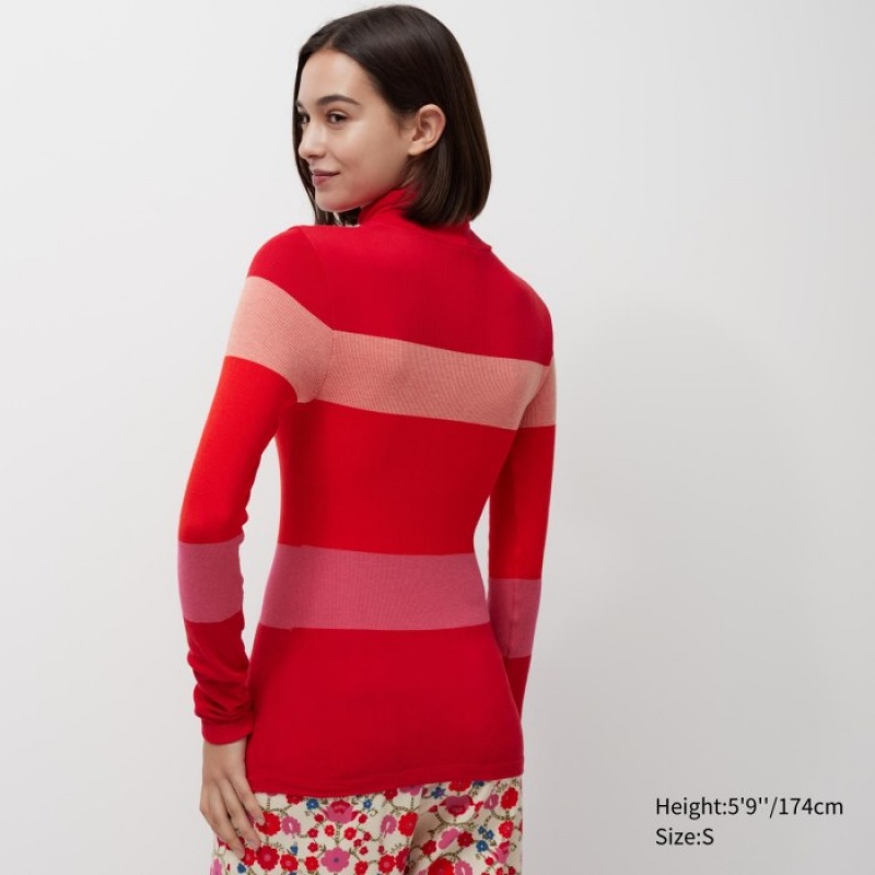 Uniqlo HEATTECH Seamless Ribbed Extra Warm レディース Tシャツ 赤 | 198545