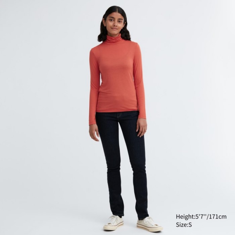 Uniqlo HEATTECH Ultra Light Turtleneck Long-Sleeve レディース Tシャツ 紫 | 123039