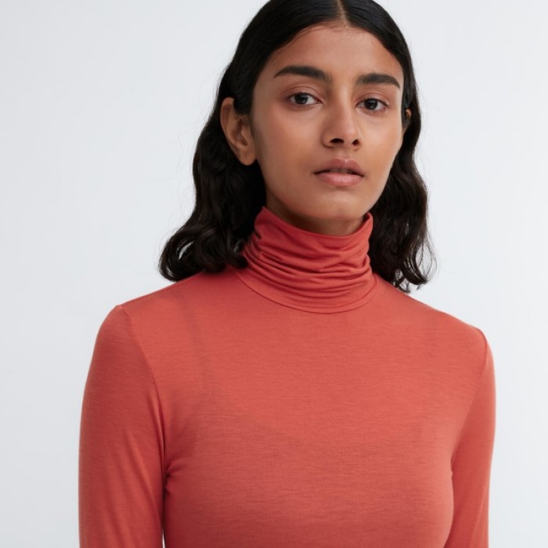 Uniqlo HEATTECH Ultra Light Turtleneck Long-Sleeve レディース Tシャツ 紫 | 123039