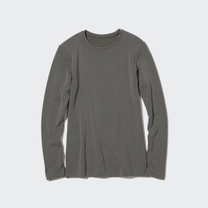 Uniqlo HEATTECH Ultra Warm Crew Neck Long-Sleeve レディース Tシャツ グレー | 1468591