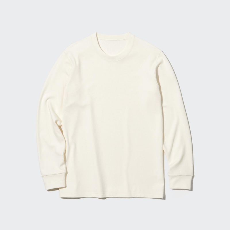 Uniqlo HEATTECH Ultra Warm Crew Neck Long-Sleeve メンズ Tシャツ 白 | 5341035