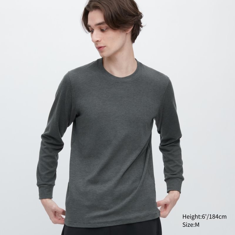 Uniqlo HEATTECH Ultra Warm Crew Neck Long-Sleeve メンズ Tシャツ グレー | 9881483
