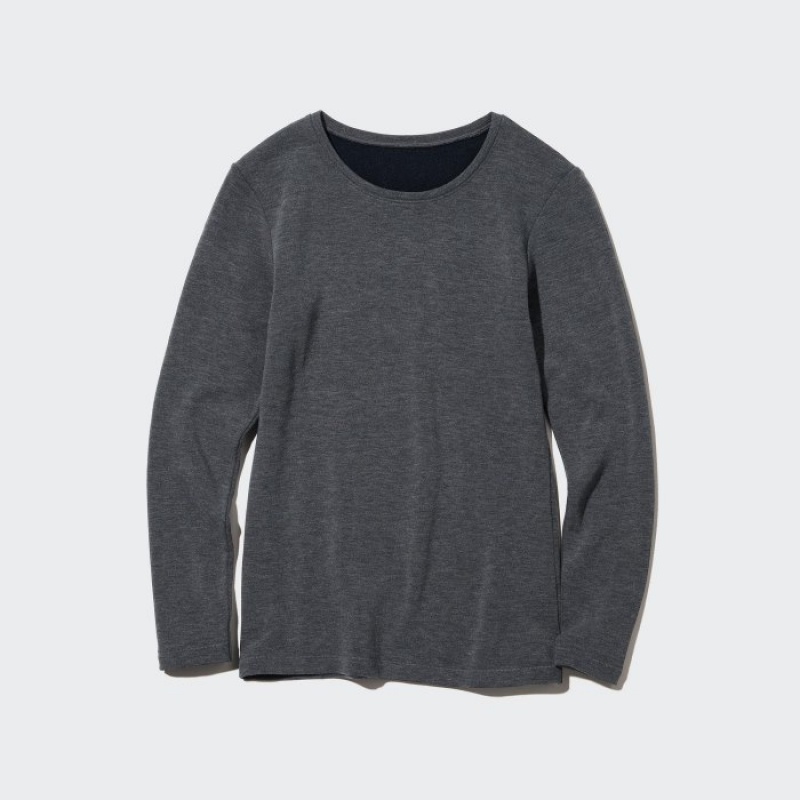 Uniqlo HEATTECH Ultra Warm Crew Neck Long-Sleeve レディース Tシャツ グレー | 592095
