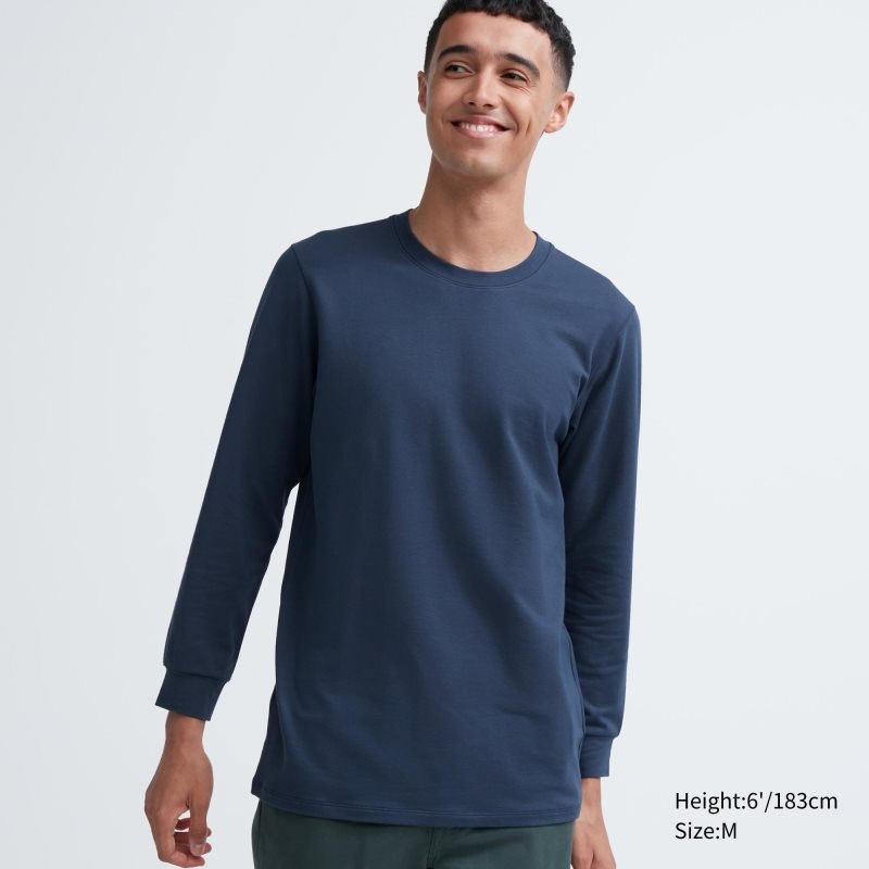 Uniqlo Heattech Cotton Crew Neck Extra Warm メンズ Tシャツ 青 | 8203197
