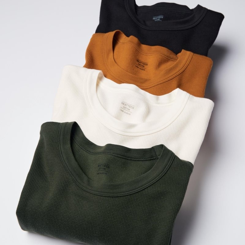 Uniqlo Heattech Cotton Waffle Crew Neck Extra Warm メンズ Tシャツ 白 | 7474377
