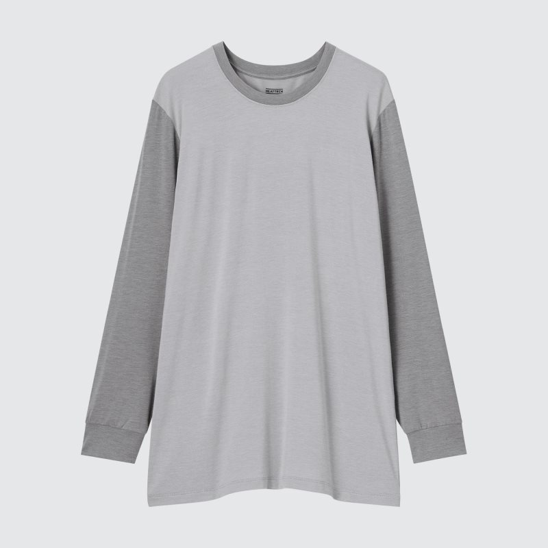 Uniqlo Heattech Crew Neck Long Sleeve メンズ Tシャツ グレー | 8283739