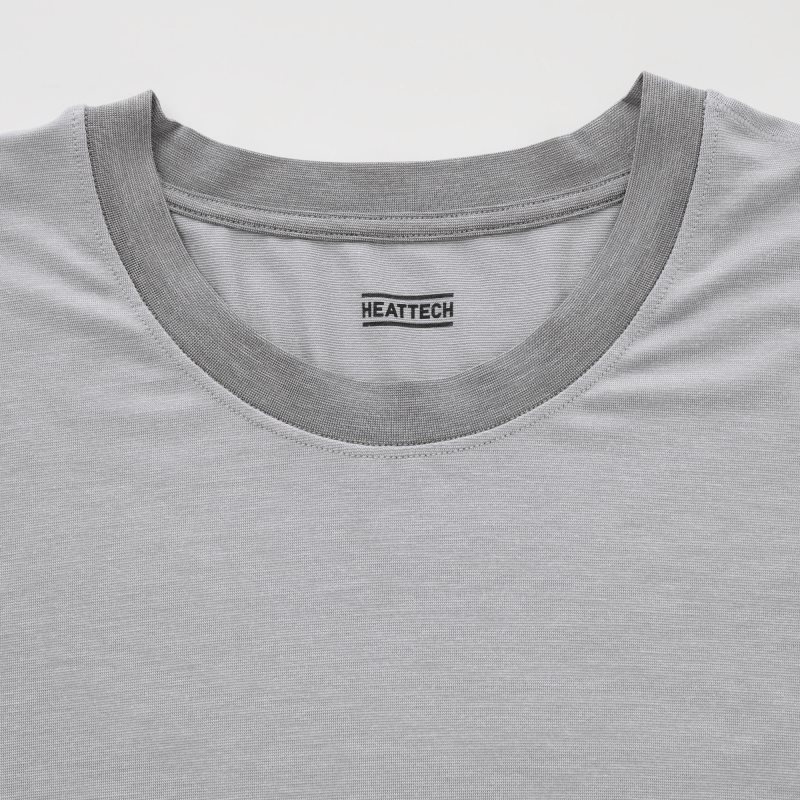 Uniqlo Heattech Crew Neck Long Sleeve メンズ Tシャツ グレー | 8283739