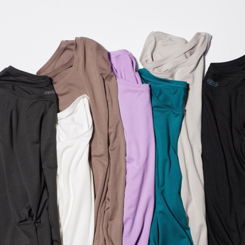Uniqlo Heattech Crew Neck Long-sleeve レディース Tシャツ グレー | 455980