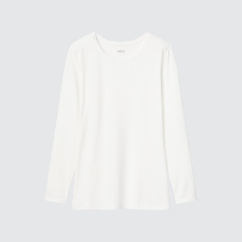 Uniqlo Heattech Crew Neck Long-sleeve レディース Tシャツ 白 | 7546910