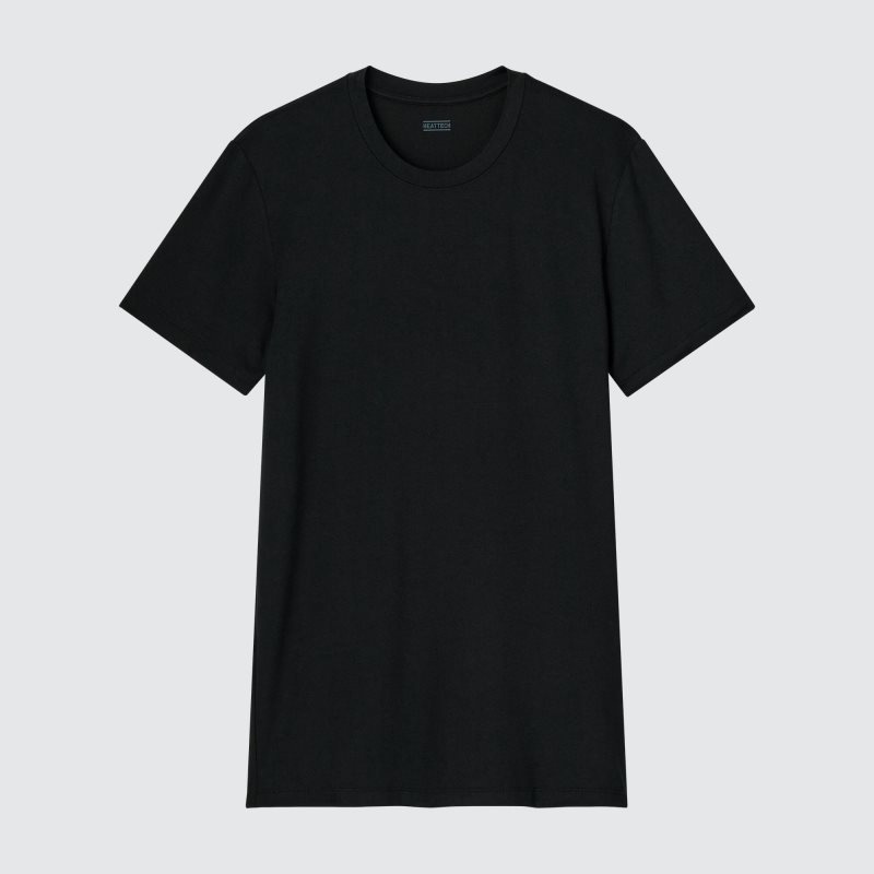 Uniqlo Heattech Crew Neck Short-sleeve メンズ Tシャツ 黒 | 1608604