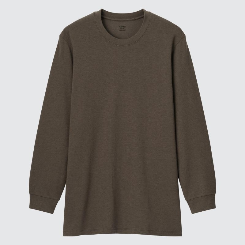 Uniqlo Heattech Extra Warm Cotton Crew Neck メンズ Tシャツ ブラウン | 8237169