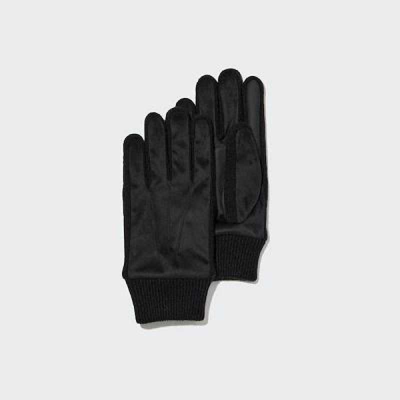 Uniqlo Heattech Lined Faux Suede レディース グローブ 黒 | 6630916