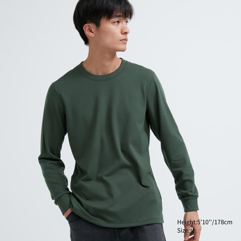 Uniqlo Heattech Ultra Warm Crew Neck メンズ Tシャツ 緑 | 2186674