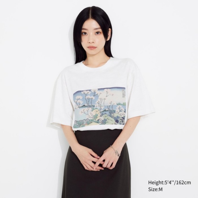Uniqlo Hokusai UT Short Sleeve レディース Tシャツ 白 | 1539954