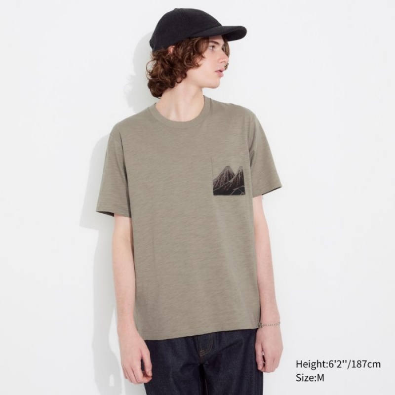 Uniqlo Hokusai UT Short Sleeve レディース Tシャツ ベージュ | 4464343