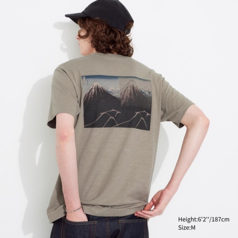 Uniqlo Hokusai UT Short Sleeve レディース Tシャツ ベージュ | 4464343