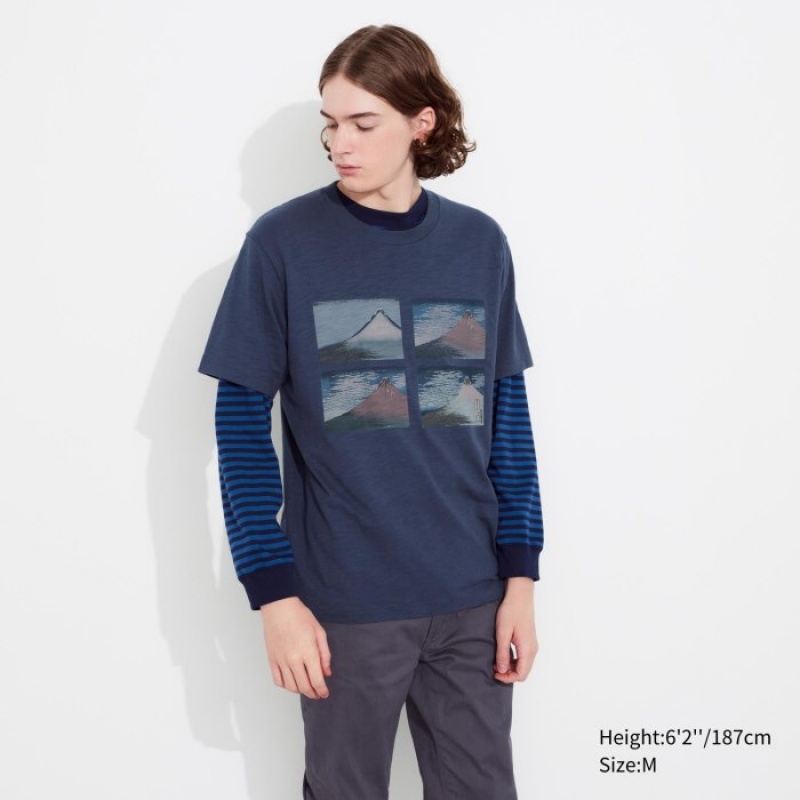 Uniqlo Hokusai UT Short Sleeve レディース Tシャツ 青 | 9143594