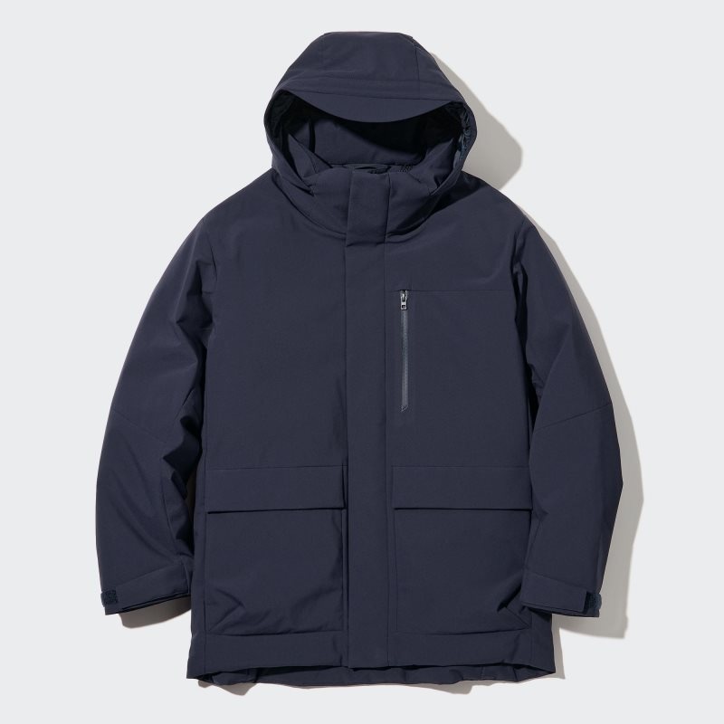 Uniqlo Hybrid Down メンズ パーカージャケット ネイビー | 493359