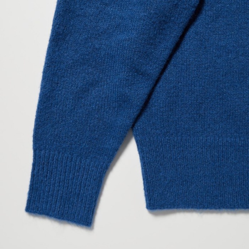 Uniqlo Jacquard Crew Neck Long-Sleeve レディース セーター 青 | 6532986
