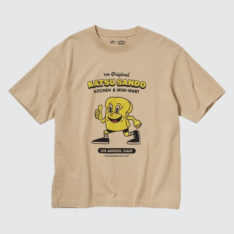 Uniqlo L.A. Eats Ut Oversized Short-sleeve Graphic Katsu Sando メンズ Tシャツ ベージュ | 3567862