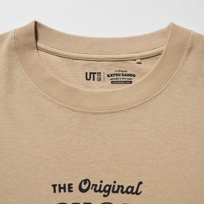 Uniqlo L.A. Eats Ut Oversized Short-sleeve Graphic Katsu Sando メンズ Tシャツ ベージュ | 3567862