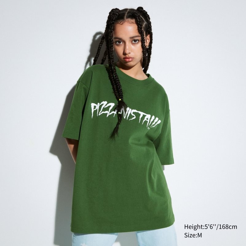 Uniqlo L.A. Eats Ut Oversized Short-sleeve Graphic Pizzanista! メンズ Tシャツ 緑 | 8329486