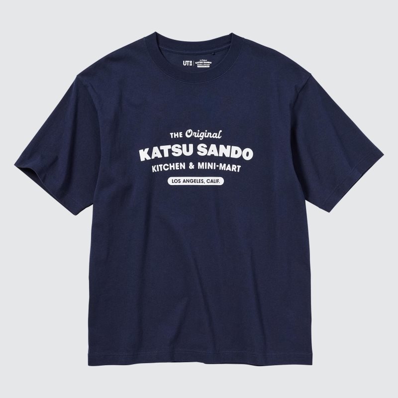 Uniqlo L.A. Eats Ut Oversized Short-sleeve Graphic Katsu Sando メンズ Tシャツ ネイビー | 9424353